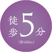 徒歩5分(約400m)